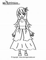 Coloring Pages Girls Girl Dress Printable Colouring Color Worksheets Sheets Cartoon Printables Dresses Cute Drawing Thank Please Coloringprintables Books sketch template