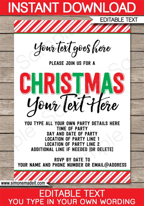printable christmas party invitations template christmas party invites
