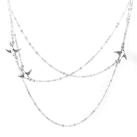 Triple Layered Flying Birds Necklace Three Birds Necklace Layered