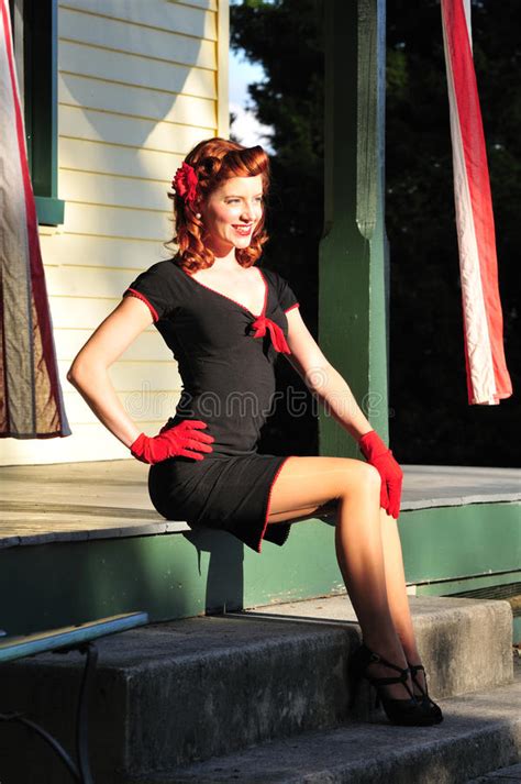 Beautiful Redhead Pinup Girl Stock Image Image Of