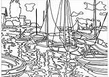 Monet Coloring Claude Pages Impressionist Seine Color Kids Sailboats Petit Painting Drawing Adults Adult Gennevilliers Template Children Sailboat Print Created sketch template