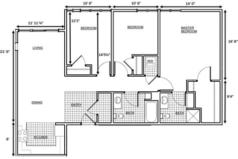 bedroom apartment floor plan  dimensions  information