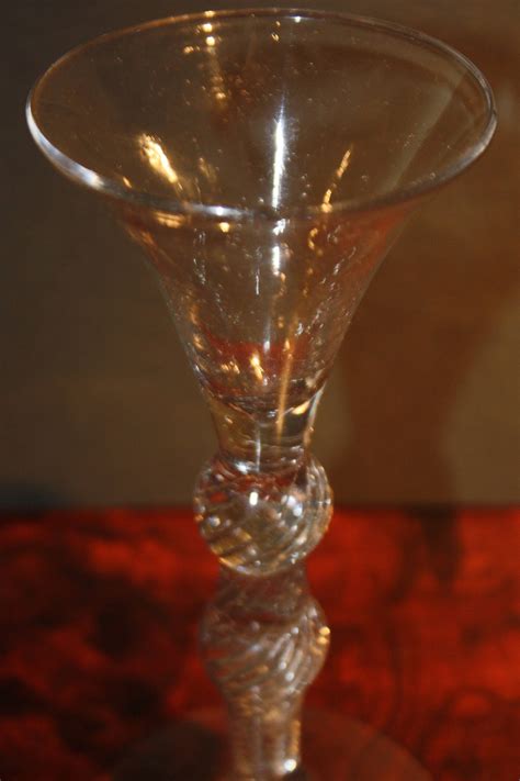 Antique 18th Century Spiral Twist Stem Two Knobs Wine Glass