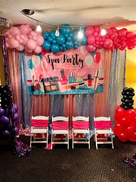 girl spa party backdrop sweet pink princess makeup birthday photography