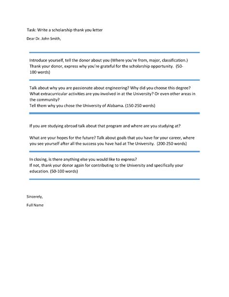 scholarship donor   letter template infoupdateorg