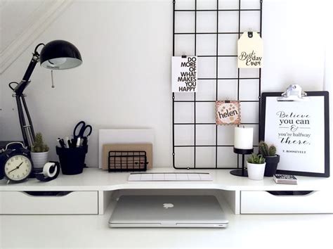 minimalist black  white workspace ikea alex desk inspiration