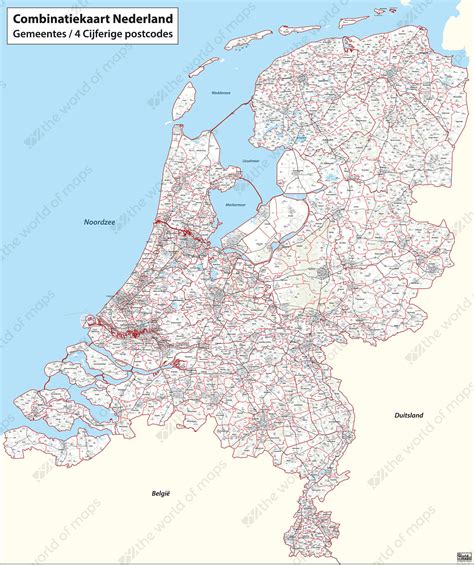 Digital Postcode Municipality Map Of The Netherlands 375 The World