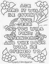 Coloring Bible Pages Matthew Ask Kids Verse Given Printable Will Jesus School Door Coloringpagesbymradron Philippians Sheets Color Activity Verses Sunday sketch template