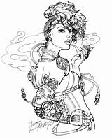 Steampunk Character Drawing Drawings Line Behance Colouring Victorian Pages Victoria Miss Fantasy Adult Characters Concept Sketches sketch template