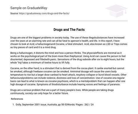 drugs   facts essay  graduateway