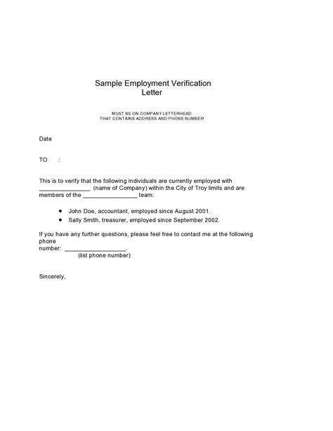 employment verification letter samples word  templatearchive