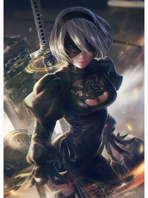 Nier Automata 2b Poster By Lawliet1568 Redbubble