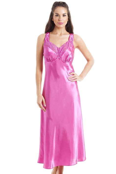 Luxury Long Pink Lace Satin Chemise