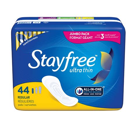stayfree ultra thin regular pads  women wingless reliable protection  absorbency