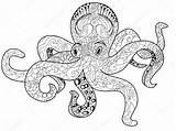 Octopus Pages Adult Volwassenen Kleurend Stockillustratie Oktopus sketch template