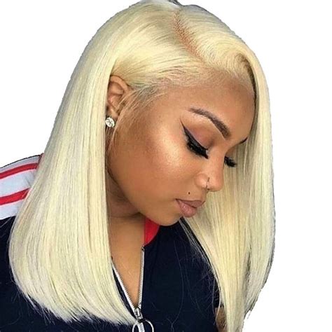 buy 613 blonde lace front short human hair wigs for