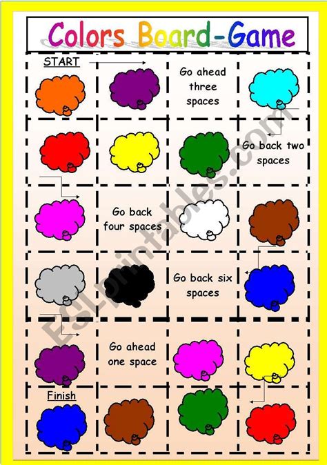 colors board game esl worksheet  mariojr