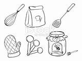 Utensils Kitchen Drawing Cooking Baking Tools Powder Para Colorear Herramientas Drawings Doodle Set Draw Cartoon Stock Jam Honey Paintingvalley Getdrawings sketch template