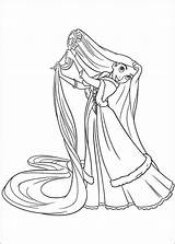 Rapunzel Hair Brushing Her Coloring Game Print Pages Tangled sketch template