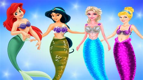 Disney Princess Mermaids Elsa Ariel Cinderella And Jasmine