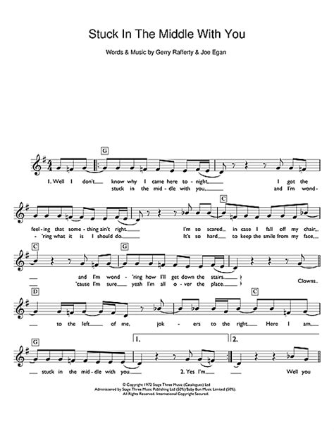 Stuck In The Middle With You Sheet Music By Stealers Wheel