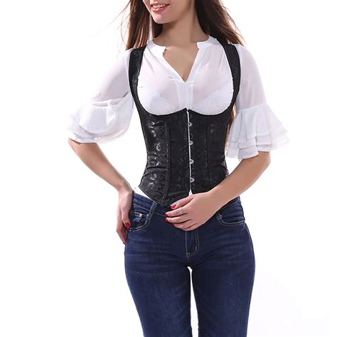 muka women s fashion strap underbust corset top plus size waist cincher