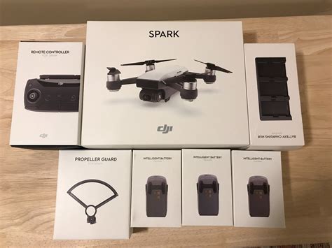dji spark drone combo controller  batteries charger prop guards dji care batteries charger