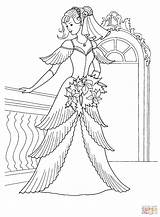 Coloring Pages Princess Dress Wedding Her Beautiful Super Dresses sketch template