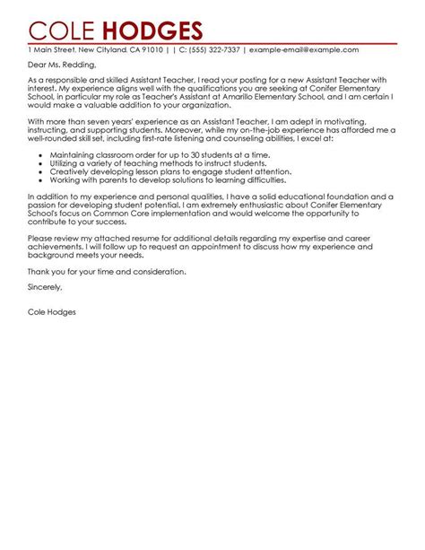 assistant teacher cover letter examples templates