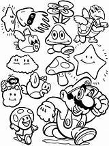 Mario Coloring Super Characters Brothers Color sketch template