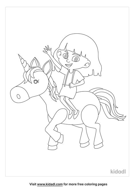 girl riding  unicorn coloring page coloring page printables