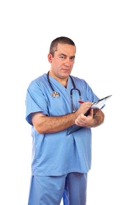 male doctor writing stock image image  emergency clipboard