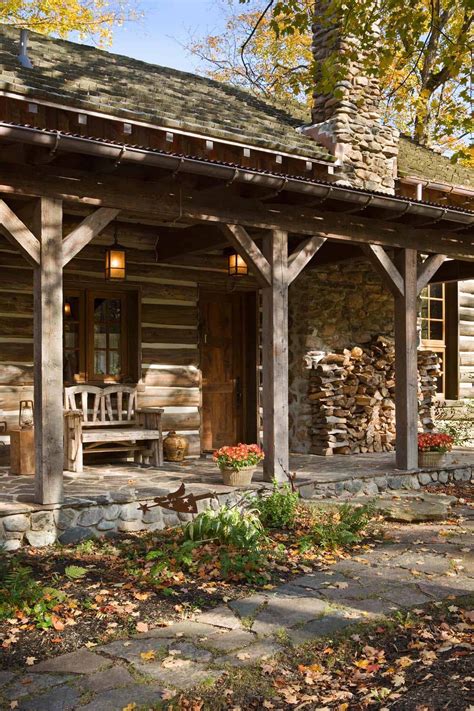 striking rustic stone  timber dwelling  ontario canada traditional porch cabin homes