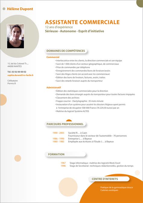 exemple cv commercial creation cv par cv facile