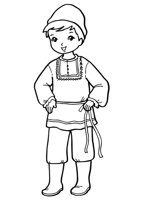 coloring page  boy  national costume