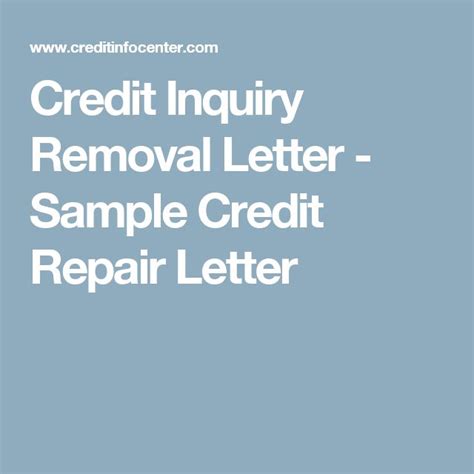 credit inquiry removal letter sample credit repair letter credit