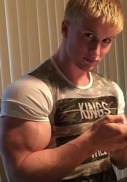 muscular male hot beefcake blond muscle jock huge bicep arms hunk photo