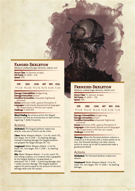 fanged frenzied skeleton dnd  homebrew dnd  homebrew dnd dragons dungeons  dragons