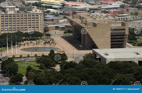 aerial view dallas city hall plaza royalty  stock photography