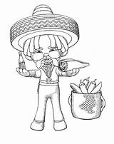 Coloring Pages Mexican Mayo Cinco Sombrero Burrito Eat Sobrero Color sketch template