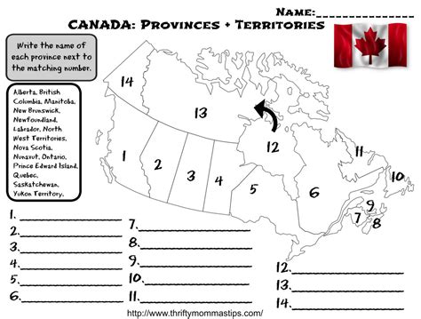 canadian provinces  territories worksheet thrifty mommas tips