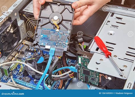 installation  hard drive  personal computer stock image image   mother