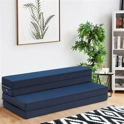 memory foam futon mattress roll outfold  guest bedroyal blue cm