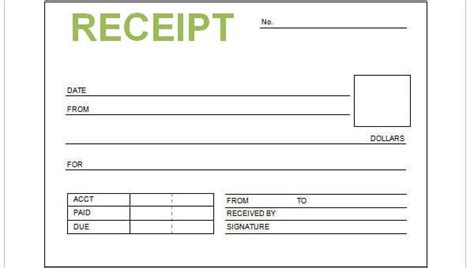 cash receipt template word  collection