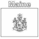 Maine Coloring Flag State Color 71kb 607px sketch template