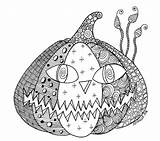 Halloween Coloring Pumpkin Pages Zentangle Color Hallowen Kids Adult Style Print Adults Simple Justcolor sketch template