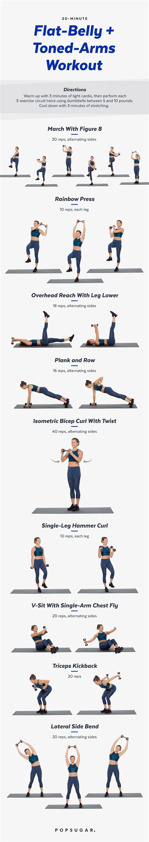 20 minute flat abs and toned arms workout popsugar fitness