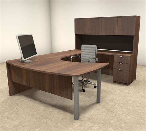 pc  shaped modern contemporary executive office desk set
