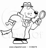 Magnifying Detective Glass Clipart Wolf Outlined Using Coloring Cartoon Thoman Cory Vector His Royalty Illustration Hind Hips Standing Hands Legs sketch template