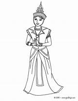 Colorear Tailandesa Princesa Princesse Colouring Tailandia Princesas Coloriages Hellokids sketch template